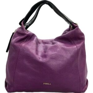 Furla Purple Leather Shoulder Bag with Black Handles1
